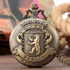 Montres de poche Bronze Vintage Lion/Blaireau/Aigle/Serpent Motif Affichage Quartz Collier Pendentif Fob Chaîne Horloge Cadeaux Enfants