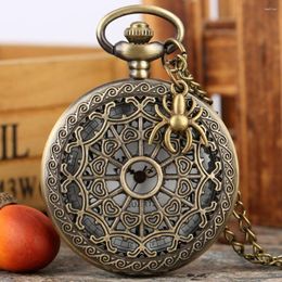 Pocket Watches Bronze Vintage Watch Hollow Spider Web Necklace Steampunk Sweater Gift voor mannen FOB RELOJ DE BOLSILLO