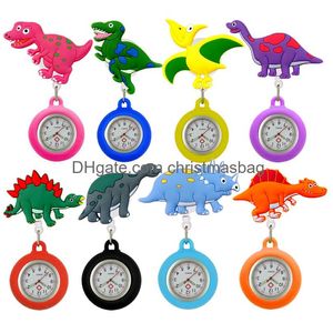 Relojes de bolsillo Dinosaurio Dinosaurio Retráctil encantadores Enfermería Doctor Hospital Clip Medical Bande Reloj Regalos Drop de Delive OTR5Q