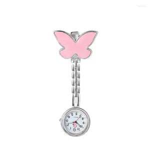 Montres de poche montre de poitrine pince papillon Portable mode Simple Vintage mignon fille étudiant examen