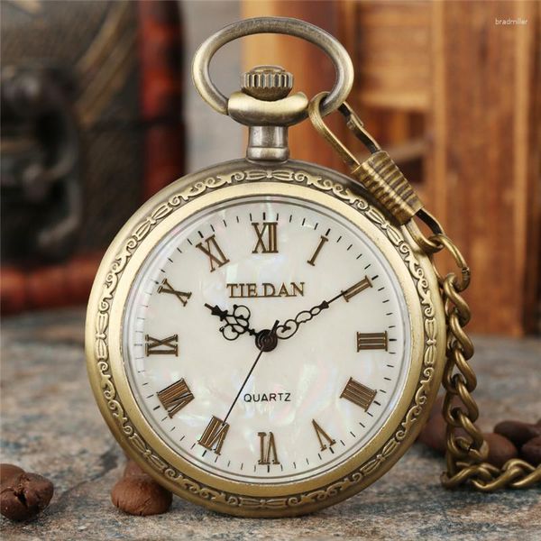 Montres de poche classique cadran ouvert horloge chiffres romains cadran hommes femmes Quartz montre analogique collier pendentif chaîne montre cadeau