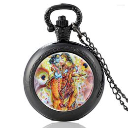 Pocket Watches Classic Radhe Krishna Patroon Vintage Quartz Watch Men Women Unique Pendant Necklace Hours Clock