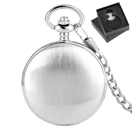 Relojes de bolsillo Reloj mecánico clásico de plata cepillada vintage Movimiento de cuerda manual Reloj antiguo de lujo Regalo para hombres con caja