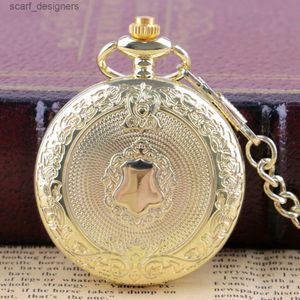 Montres de poche Creative Gold Delated Scarved Shield Quartz Pocket Pocket Analog Floral Rattan Pocket Fob Reloj de Madera Y240410