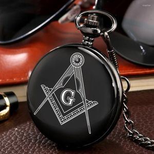 Pocket Watches Custom Masonic Freemasonry Chrome Square And Compass Mason Retro Black Quartz Watch Gifts For Freemason Drop