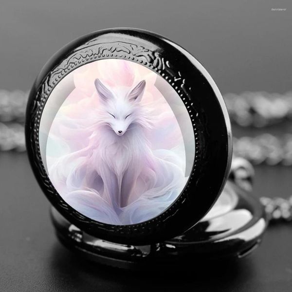 Montres de poche mignonnes rose design dôme quartz vintage montre hommes femmes collier pendent chaîne horloge horloge cadeaux bijoux cadeaux