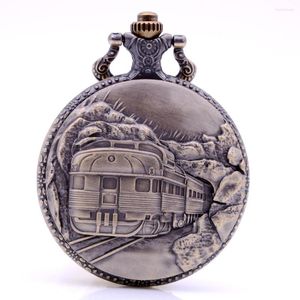 Pocket horloges drop antiek vintage Canada Steampunk Train Mens Dames Quartz horloge hanger ketting ketting relogio de bolso