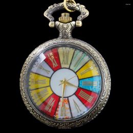 Montres de poche exquises colorées en or, affichage numérique, montre à Quartz avec chaîne, collier pendentif pour hommes et femmes, bijoux cadeau