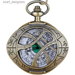 Pocket Watches Eye Patroon Bronze Vintage Quartz Pocket Hanger Men Women ketting uurturen klokcadeaus Reloj HOMBRE Y240410