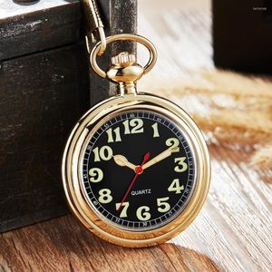 Montres de poche Mode Or Argent Montre Hommes Femmes Quartz Grand Chiffre Cadran FOB Chaîne Pendentifs Steampunk Horloge