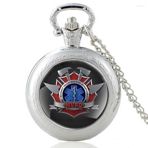 Pocket Watches Fashion Silver Nuiqsut Voluntario Departamento de Bomberos Cuarzo Vista vintage Mujeres NVFD Regalos de collar de bronce NVFD Regalos