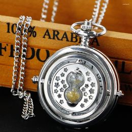 Montres de poche mode sablier argenté montre à Quartz femmes rétro pendentif luxe dames poches cadeau