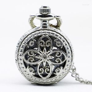 Montres de poche mode Vintage alliage évider fleurs femmes montre à Quartz fille chandail chaîne collier pendentif horloge cadeaux TD2159