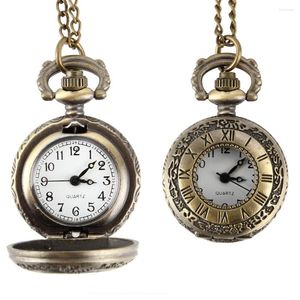 Montres de poche mode Vintage montre alliage numéro romain double affichage de l'heure horloge collier chaîne cadeaux d'anniversaire HSJ88