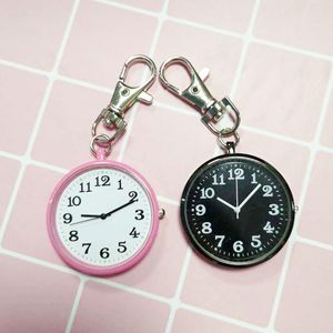 Pocket Watches Fashion Watch Small Round Dial Quartz Analoge sleutelhanger klok AC889Pocket