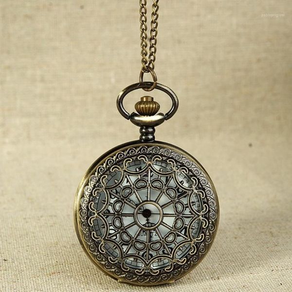 Montres de poche Fob Vintage ton bronze toile d'araignée conception chaîne pendentif vie étanche montre pour hommes anniversaire cadeau 287R