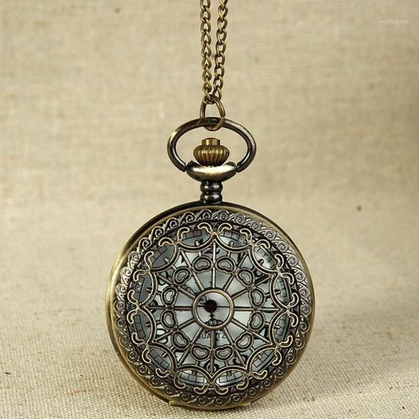 Relojes de bolsillo Fob Vintage tono bronce diseño de telaraña cadena colgante vida impermeable reloj de hombre regalo de aniversario de cumpleaños 221S