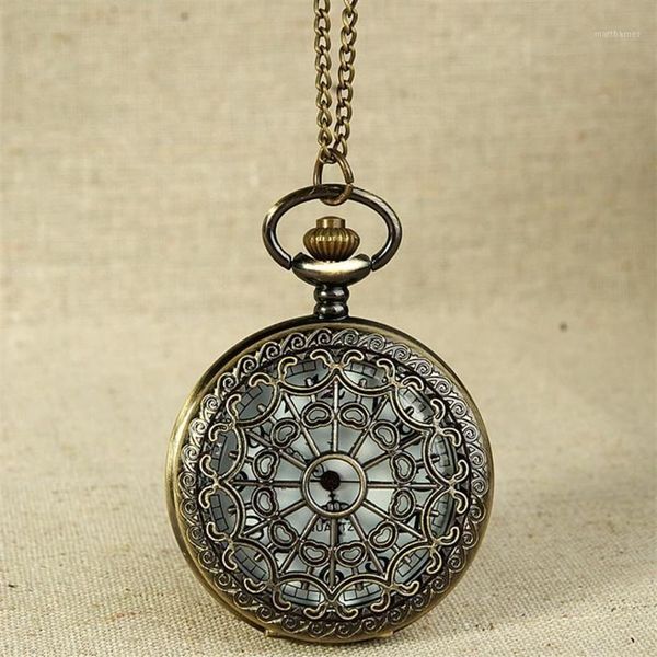 Montres de poche Fob Vintage ton bronze toile d'araignée conception chaîne pendentif vie étanche montre pour hommes anniversaire cadeau 226y