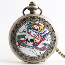 Pocket Watches FOB Watch Style Clock Dragon met Skull Necklace Chain Hoge kwaliteit geschenk
