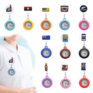 Pocket Watchs Flay Flag Clip FOB Hang Médecine Clip à revers suspendu Infirmière Watch Retractable Hospital Médical Hospital Badge Ree Otars