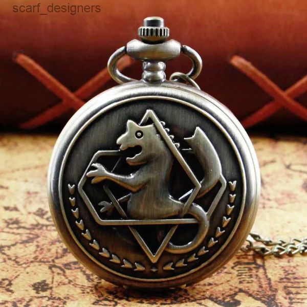 Relojes de bolsillo Alchemist Quartz Anime Pocket Cosplay Diseño de reloj Collar Collar Cabecilla Antigua FOB ES Y240410