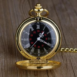 Montres de poche montre à Quartz en or mode Steampunk chiffres romains affichage hommes femmes cadeaux avec chaîne reloj de bolsillo 231216