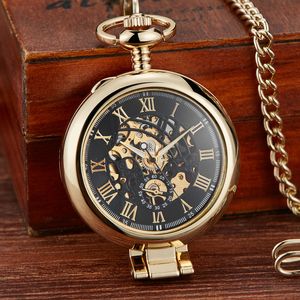 Pocket horloges gorben transparante cover mechanisch horloge mannen mode retro casual skelet dial zilveren handwind mannelijke fob keten 221121