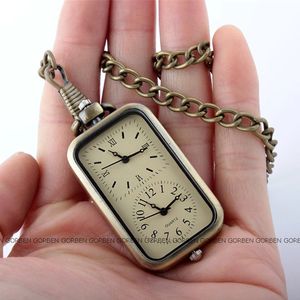 Zakhorloges Gorben horloge modeontwerp dubbele tijd kleine zak dames heren prachtige mini-maat hanger horloges fob ketting 231216