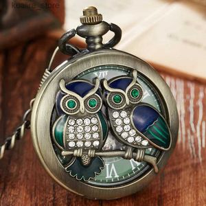 Montres de poche Green Owl Luxury Luxury Squelette Squelette Poche mécanique avec chaîne de chaîne FOB ACLE MÉLOBIE MAIN MAIN Docteur Docteur L240402