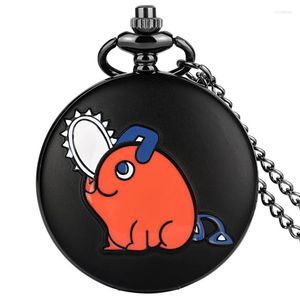 Montres de poche Harajuku Anime tronçonneuse homme Cosplay montre à Quartz chaîne pendentif Animal dessin animé collier bijoux cadeaux pour hommes femmes enfants