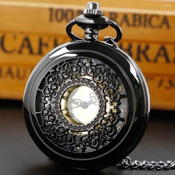 Montres de poche Charme de haute qualité Quartz noir pour hommes UNISEX PENDANT Cool avec des poches de chaîne Gift Gift