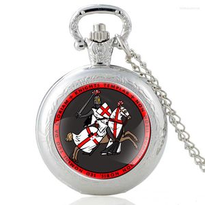 Pocket horloges van hoge kwaliteit Knights Tempelier Warrior On Horse Quartz Bekijk Vintage Men Women Paarhang ketting Geschenken PA488