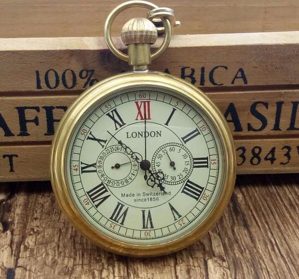 Relojes de bolsillo de alta calidad para hombre, caja de cobre de 5 manecillas, reloj automático militar, caja de regalo mecánica, Londres