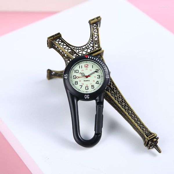 Relojes de bolsillo para excursionistas, reloj con mosquetón para exteriores, Mini esfera, manecillas luminosas, cuarzo para mochileros, Clip Fob portátil en el cinturón