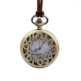 Pocket Watches Hollow Digital Watch Retro Necklace Bronze Long Sweater Chain Men Women Women Universal