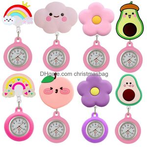 Pocket Montres Hôpital Nurse rétractable Doctor Doctor Fleurs Fruits Cloud Rainbow Hlow Clip Hang Badge Medical Reel Drop Livraison OTYQW