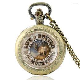 Pocket horloges jagen op elanden ontwerp vintage kwarts horloge mannen vrouwen charmeren hanger kettinguren kettingklok geschenken