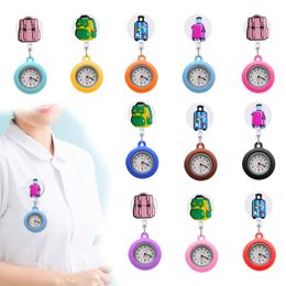 Pocket Watches Lage and Clip Nurse Lapel Watch para mujeres Accesorios de insignia Broche Quartz Movimiento Estetoscopio retráctil Fob Drop del Othxm