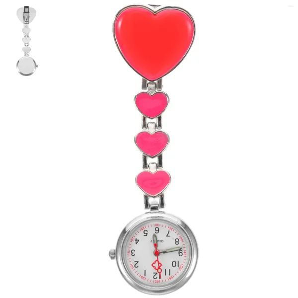 Montres de poche Love Heart Clip-On Watch Glowing Paramedic Tunique Broche Fob Métal Stéthoscope Badge Cadeau Pour