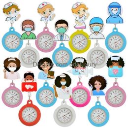 Pocket horloges Lovely Heart Nurse Doctor Cartoon personages Intrekbare badge reel clip ziekenhuis medische kantoor geschenken drop levering ot0cj