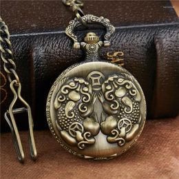 Pocket horloges Lucky Mascot Watch Chains ketting gegraveerde kwarts hangende geschenken voor mannen vrouwen kinderen reloj de bolsillo
