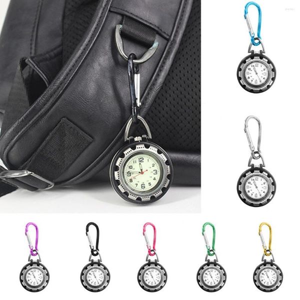 Montres de poche à mousqueton lumineux, 7 couleurs, Quartz, Portable, sac à dos, Fob d'extérieur pour médecins et infirmières