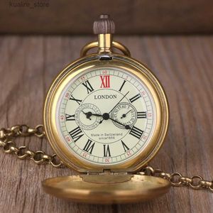 Pocket horloges luxe en hoogwaardige London Mechanical Pocket Roman Digital Pendant Chain Heren Gift L240402