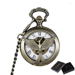 Relojes de bolsillo Reloj mecánico de pájaro de lujo Reloj de hombre vintage con cadena Fob Esqueleto Steampunk para hombres Colgante de fábrica china