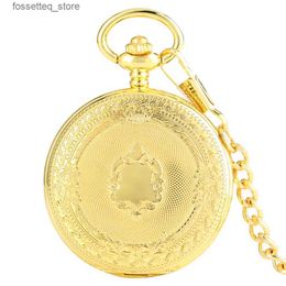 Montres de poche cadeau de luxe or poche Vintage pendentif collier chaîne Antique Fob es numéro romain horloge poche Relogio bolso L240322