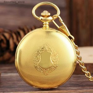 Zakhorloges Luxe Goud Shlied Royal Patroon Mehcnaical Automatische Zak Met 30 cm Ketting Fob es Voor Mannen Vrouwen L240322