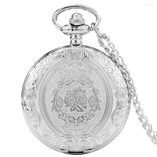 Montres de poche de luxe rétro argent montre à quartz mode style médiéval collier pendentif chaîne bijoux cadeau horloge steampunk pour hommes femmes