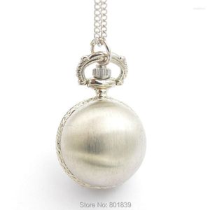 Montres de poche de luxe ton argent boîtier boule conception Quartz femmes dames filles collier montre joli cadeau de noël prix de gros H029