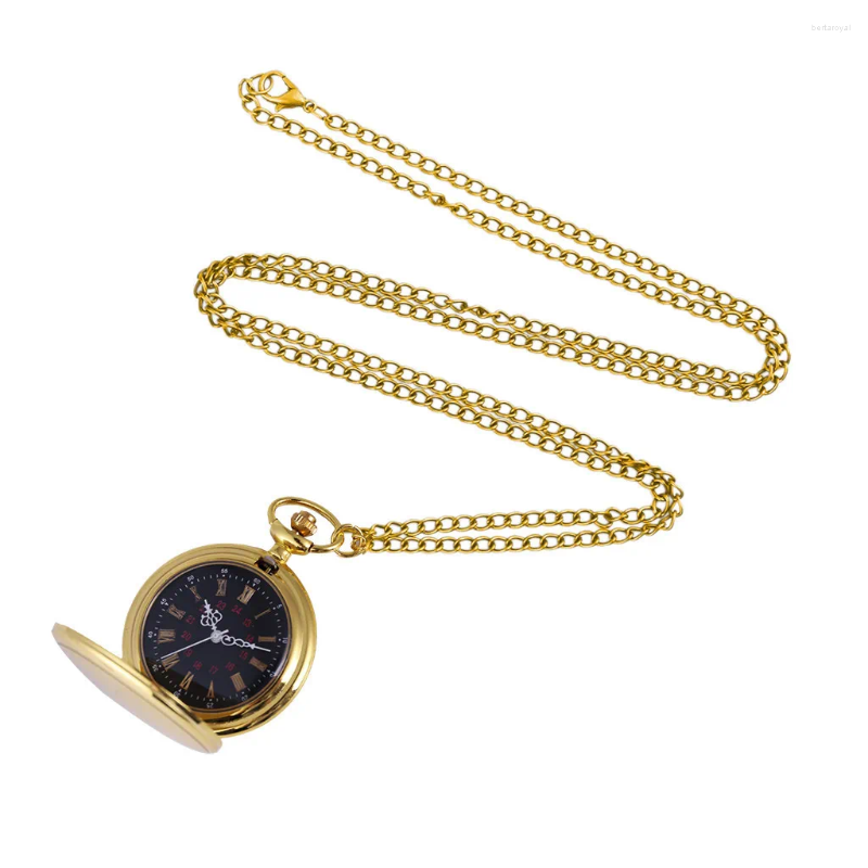 Relógios de bolso masculino e feminino casal relógio retro quartzo grande com ouro dois lados brilhante macarrão romano reloj caballer