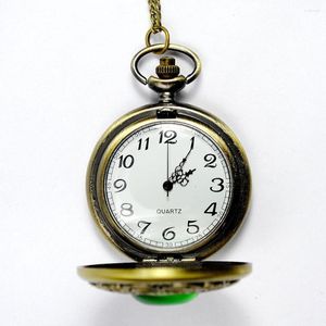 Pocket horloges Missky Emerald Stone Watch Gothic Fashion Retro Green Opal SAN0